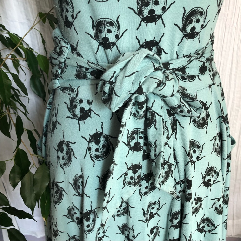 EFFIES HEART woman SZ M dress ladybug print fit & flair 50s look sweetheart neck - Picture 11 of 16